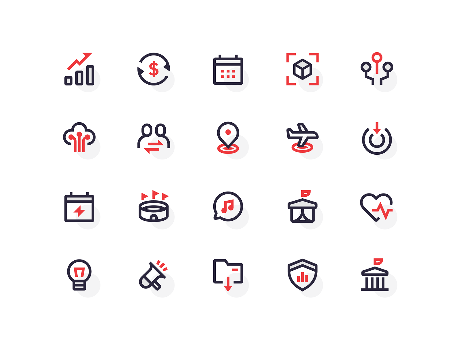 Events Data Icons calendar dashboard data events icon icon designer icon set iconography intelligence ios location marketing music predict ui ux