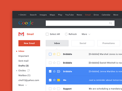 Gmail Redesign chat email flat gmail google interface redesign results simple ui web app website