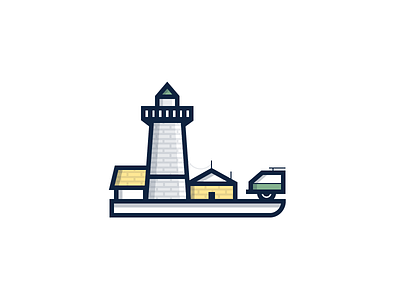 Lighthouse car house illustration island lighthouse shed