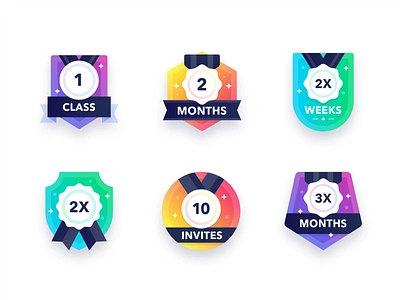 Fitness Badges awards badges badges designer fitness gradient icon set iconography illustrations illustrator ios medals ui ux workout