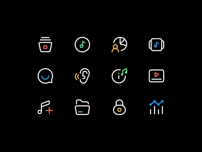 Music Dashboard Icons dashboard data icon designer icon set iconography icons listen lock music notes play private shuffle song ui ux