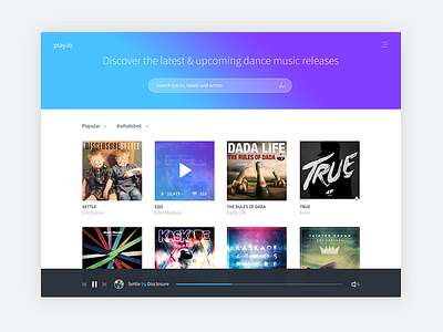 Music Homepage albums music play player song tracks ui volume