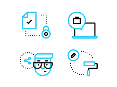 Improvement Illustrations business icons postachio security sharing social support