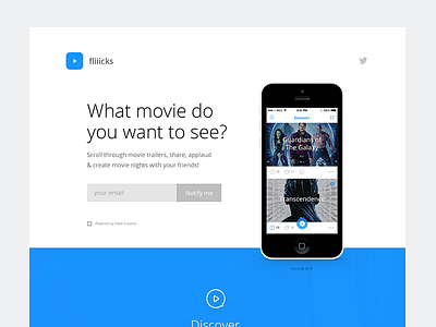 Fliiicks Landing Page app discover fliiicks landing page movies trailer web