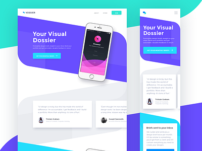 Vossier Landing Page landing page landing page design mobile responsive ui design ui ux user interface vossier web design web interface web page