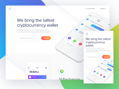 Cryptocurrency Landing Page app app designer crypto wallet cryptocurrency exchange finance ios landing page payments sign up ui design wallet