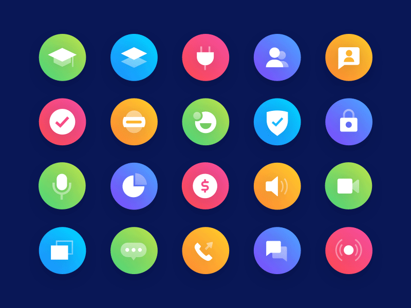 Voxeet Icons audio education gradient gradient icons hd icon set lock messaging mic security video calling