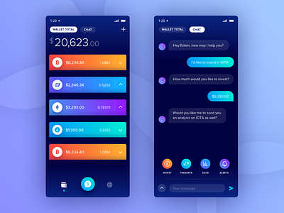 Crypto Wallet App app app designer bitcoin chat crypto digital currency finance ios payments robot wallet