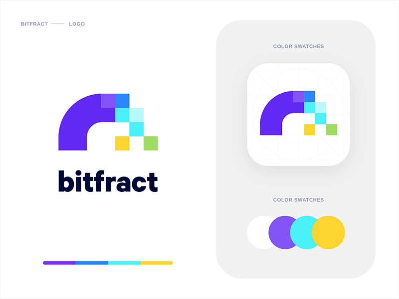 Bitfract Branding app bitfract branding branding design logo logo design mark pixels rainbow