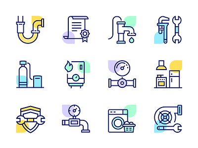 ServiceTitan Icons app contract flat icon set icons illustration ios line icons pipes service titan shield ui