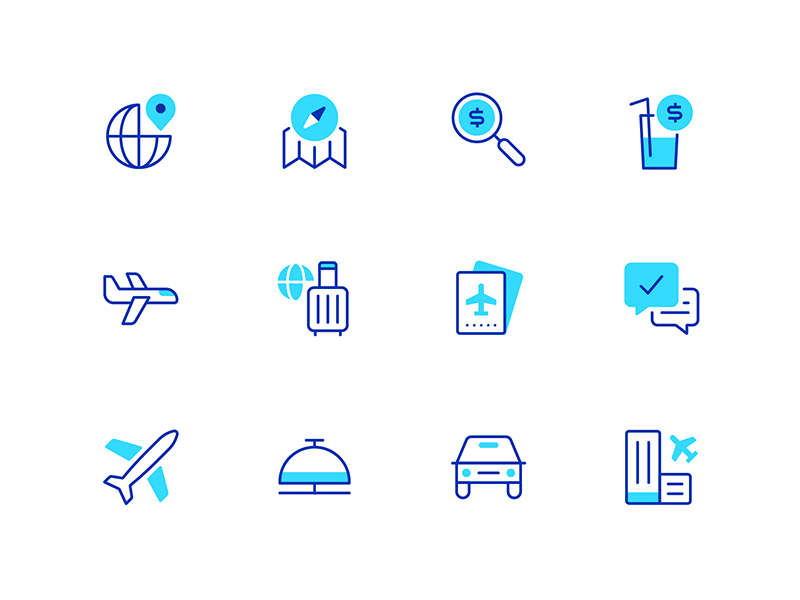Travel Icons #2 car design icon designer icon set iconography icons ios map minimal plane travel ui vector