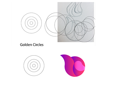 Helio Pixel Golden Ratio Logo circle logo circles concept design drop droplet droplet logo golden ratio graphic design logo pink purple round logo