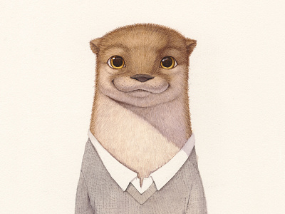 Mr. Otter cartoon design illustration picture book watercolor