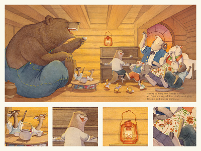 Mr. Otter's New Neighbors illustration picture book watercolor