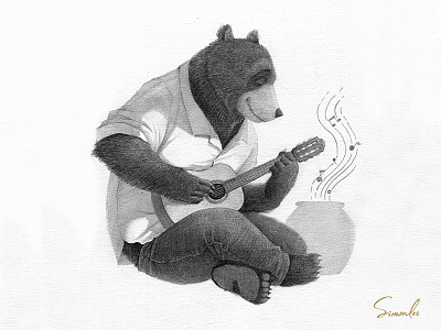 Mr.bear illustration pencil sketch picture book