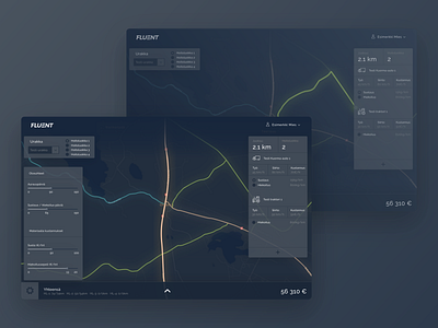 Fluent Route tracker app branding dark mode dark ui design router travel ui design ui ux user experience user interface