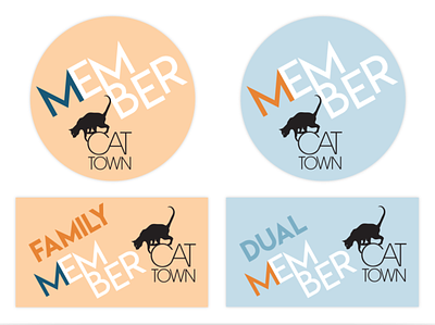 Cat Town Membership Identity branding cards flat minimal stickers typography