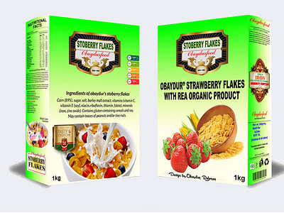 Strawberry flakes vertical box packet Design
