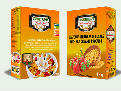 Strawberry flakes vertical box packet Design