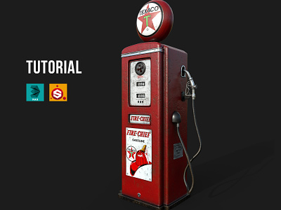 Vintage Gas Pump 3d 3dmodel 3dsmax fuel fueled gas gas station gasol gasoline pump tutorial vintage