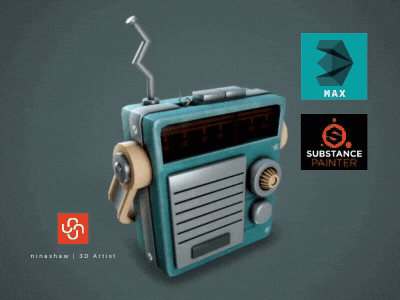 Stylized Radio 3d 3d art 3d artist 3dsmax asset assetstore electric electronics game props radio retro