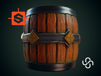 Stylized Wood Barrel