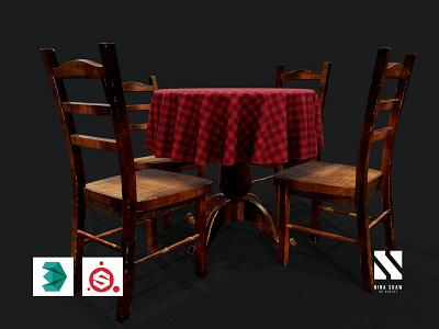 Vintage Table 3d chair home house table vintage