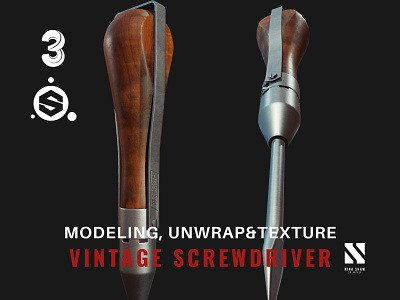 Vintage Screwdriver 3d industrial screwdriver tool vintage
