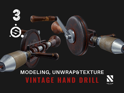Vintage Hand Drill 3d drill hand industrial vintage