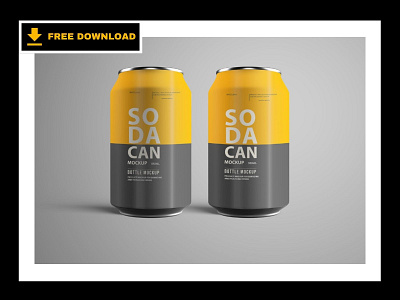 Soda Can Mockup ---> FREE advertising branding can design free illustration mockp package packaging professional soda