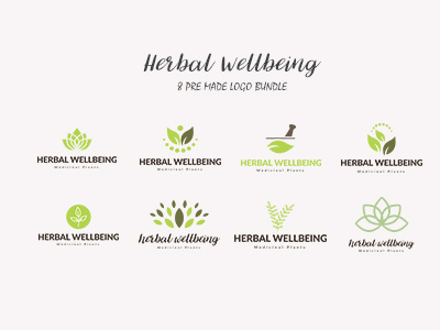 Logos Herbal Wellbeing black business clean company editable herbal illustrator layered logo logo design professional white