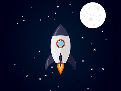 Rocket Flat Design Illustration