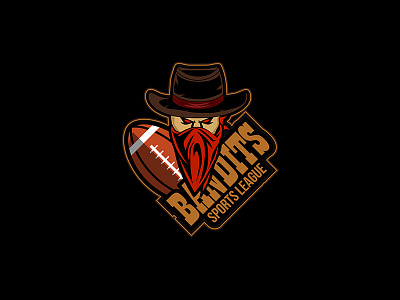 Bandits Sports League Logo Mascot american football bandits cowboy cowboy hat design icon illustration illustrator league logo logo design mascot mascot character mascot logo sport app sports team vector western wild west