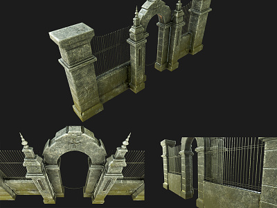 Cemetery Gateway 3d 3d art 3d modeling 3dsmax cemetery game games gateway highpoly lowpoly marmoset modeling props render substance painter texturing