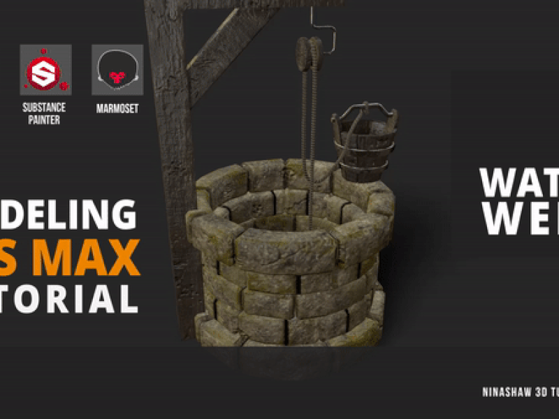 Water Well 3dsmax boards bucket chain dirty exterior industrial metal old well rotten rusty texturing time tutorial village water well wood wooden worn