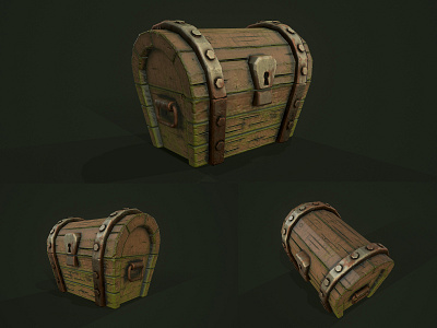 Treasure Chest 3ds max chest lowpoly model modeling sculpt sculpting texturing tutorial
