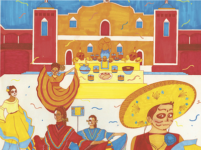 Dia De Lost Muertos diadelosmuertos fiesta hispanicheritage holiday illustration mexico skulls