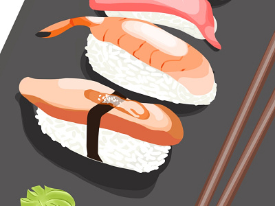Sushi chopsticks fish food art japan japanese food procreate sushi wasabi