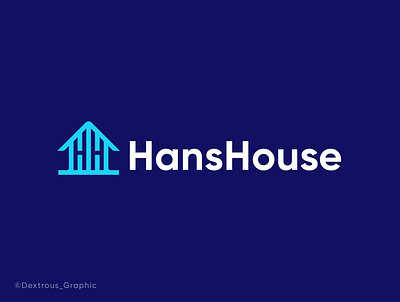 HansHouse app branding flat logo h h logo home house icon identity letter mark logo mark minimalist modern propeety real estate symbol