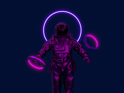 Spaceman crypto dark design illustration image metaverse neon
