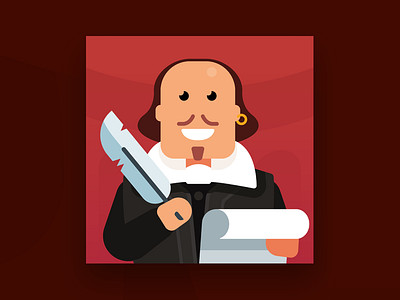 Bill Shakespeare flat funny icon masterpeace play poetry portrait shakespeare vector