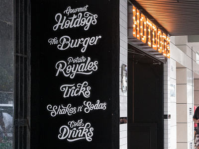 Super Shameless Self Promotion burgers hot dogs lettering letters paint sign sign writing sing painting typography