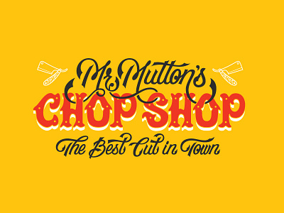 Mr. Muttons barber butcher chop shop cut lettering mutton type typography wip