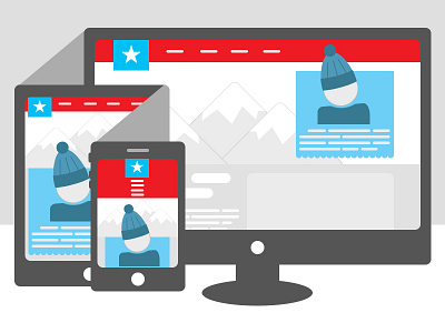 Responsive Design Graphic desktop illustration phone pizza psd responsive design ski tablet vector