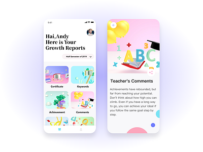 growth repots of students | app design