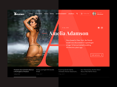 Playboy redesign concept - Slider 1 girl interface journal news playboy redesign sex sketch ui ux web webdesign