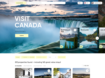 Canada (Booking.com) concept design nature travel traveling ui ux unsplash web