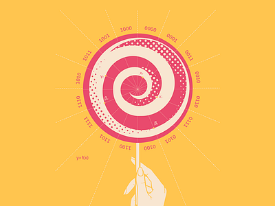 Lollipop And Binary Code Wheel binary code wheel hand happiness ibm design lollipop poster