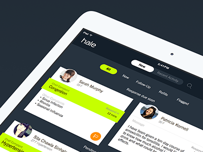 Hale Provider Dashboard iPad product design ux visual