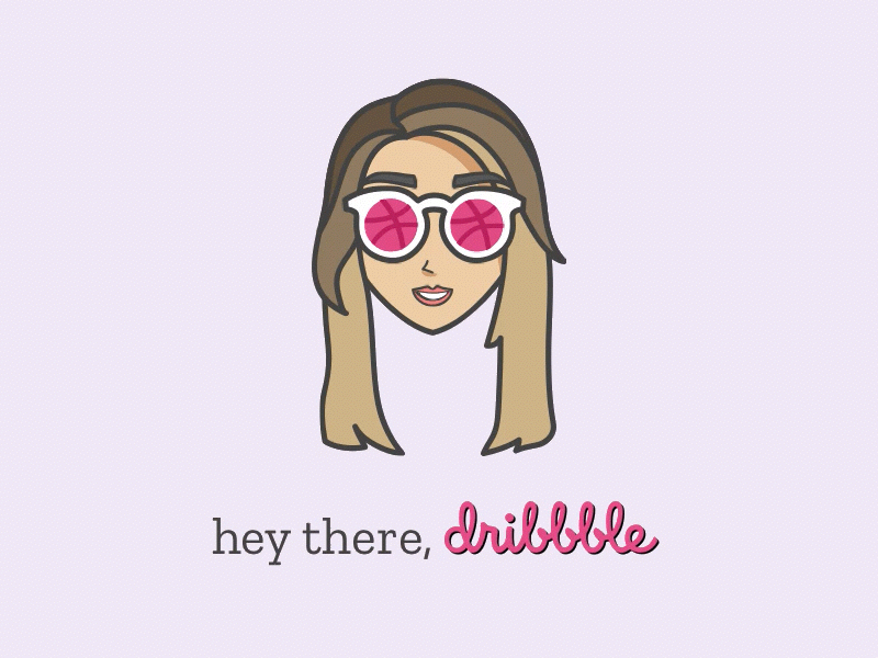 hey there, dribbble! animation colorful illustration pink self portrait sunglasses